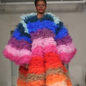 House of Sofia Couture Rainbow Tulle Opera Coat | Runway Statement Piece
